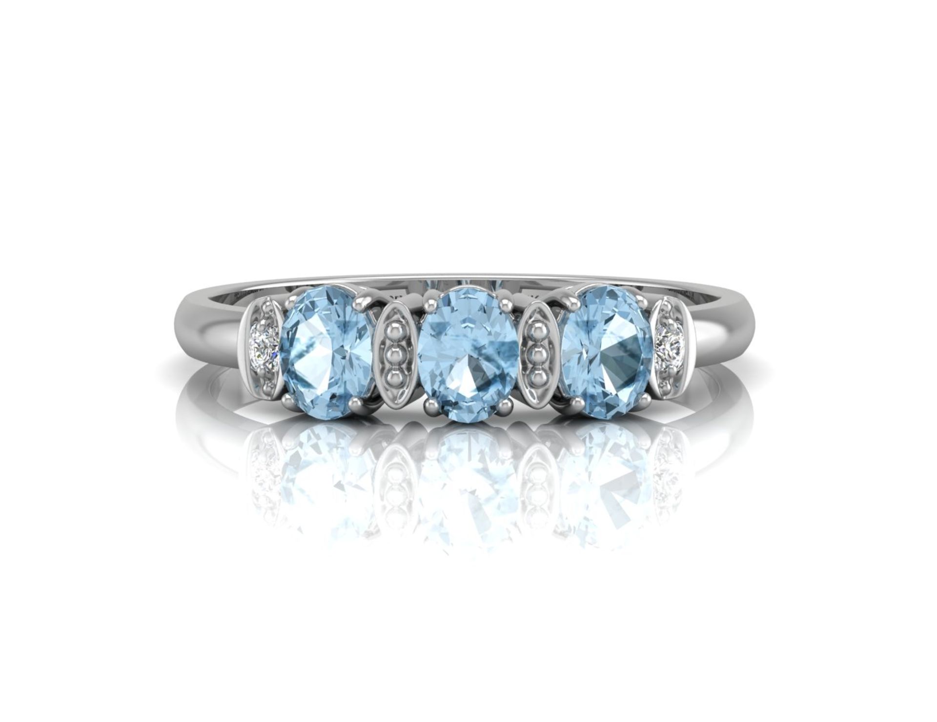 ***£959.00*** UNUSED - Certified by GIE 9ct White Gold Semi Eternity Diamond And Blue Topaz Ring 0. - Image 4 of 5