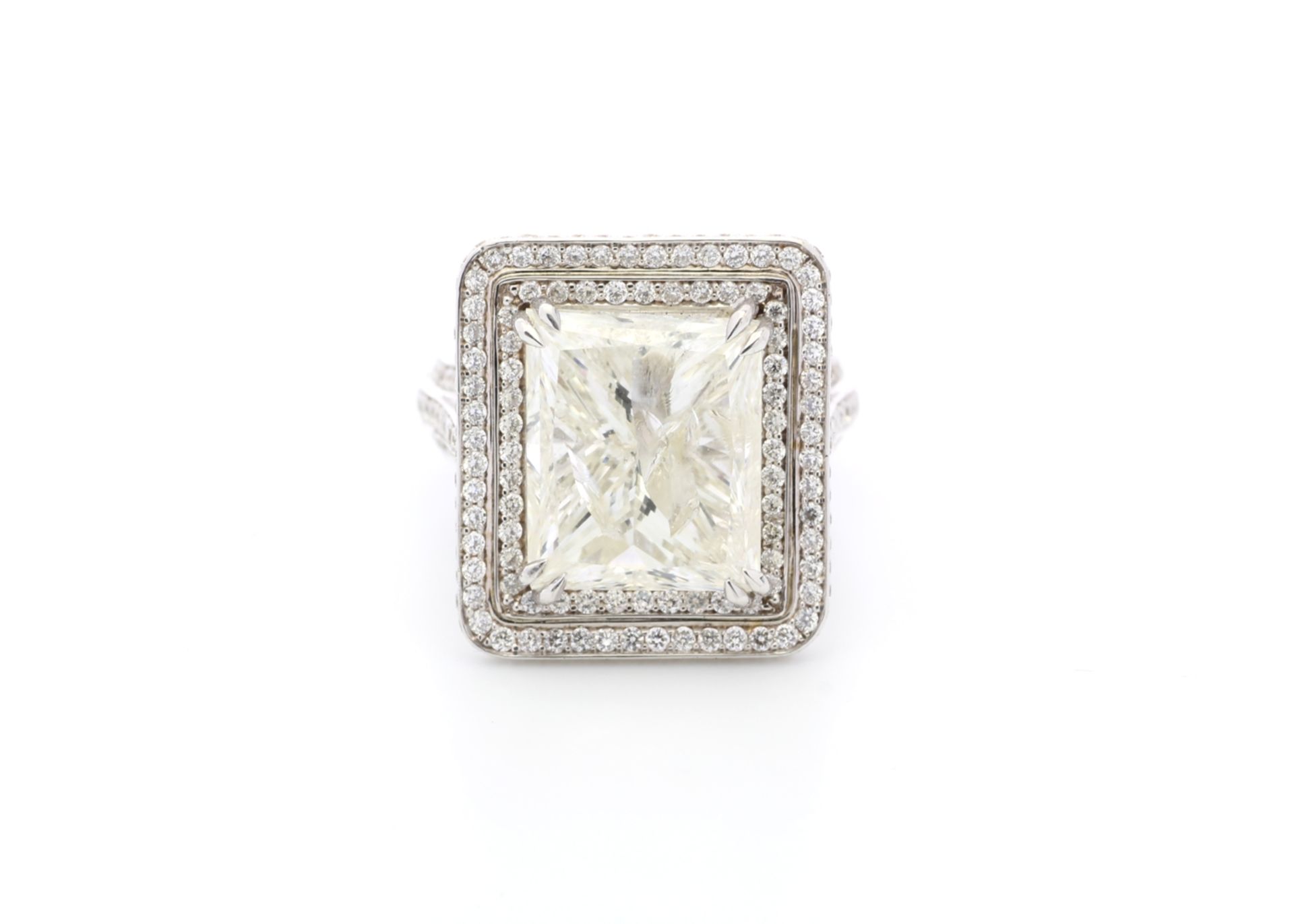 ***£593,298.20*** UNUSED - Certified by GIE 18ct White Gold Single Stone With Halo Setting Ring 10. - Image 5 of 6