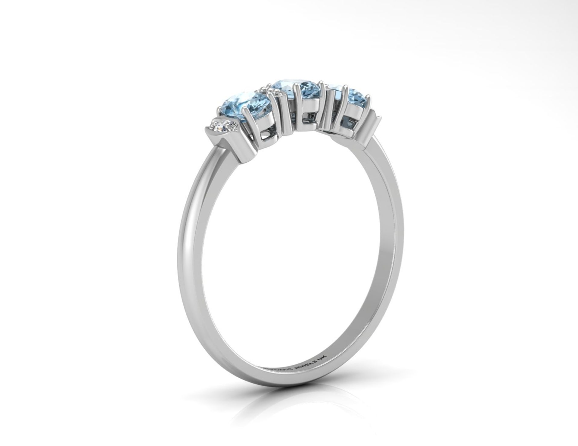 ***£959.00*** UNUSED - Certified by GIE 9ct White Gold Semi Eternity Diamond And Blue Topaz Ring 0. - Image 2 of 5