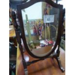 2 shield-shaped mahogany framed toilet mirrors on stands, and another