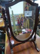 2 shield-shaped mahogany framed toilet mirrors on stands, and another