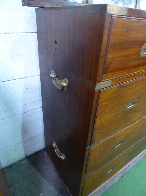 Mahogany military-type chest of 2 over 3 drawers on bun feet with carrying handles 40' x 45' x 18.5' - Image 2 of 3