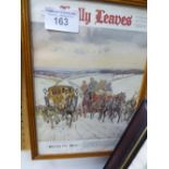 Framed & glazed magazine cover 'Holly leaves', November 18th 1954, depicting 2 horse-drawn carriages