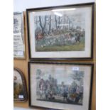 Pair of framed & glazed coloured hunting prints by J Pollard of 'Tom Moody - The Whipper Inn'