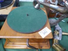 Table top gramophone (no horn) with spare horn support