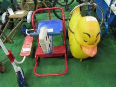 Child's 'nodding duck' ride along toy, child's 'Mobo' scooter & Triang child's rocking horse