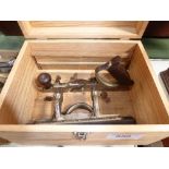 Stanley No. 46 combination plane in customised box with 8 various cutters, Stanley No. 71 patented
