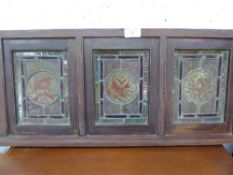 Mahogany framed 3 leaded light panels