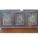 Mahogany framed 3 leaded light panels