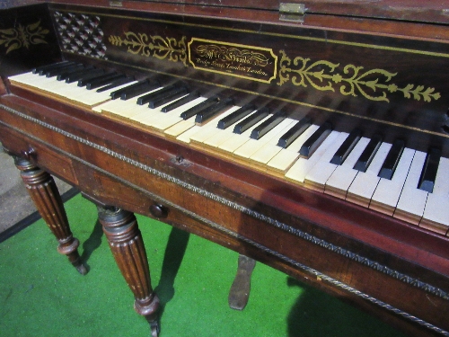 Early 19th century mahogany cased square piano by William Edwards, Bridge Street, Lambeth with 5