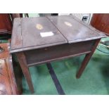 Small mahogany lidded table & over mantle mirror