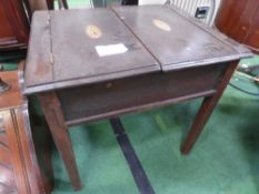Small mahogany lidded table & over mantle mirror