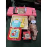 Lady Penelope car, Fisher Price music box/record player, Fisher Price Snoopy & 2 Jack in the Box