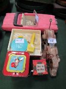 Lady Penelope car, Fisher Price music box/record player, Fisher Price Snoopy & 2 Jack in the Box