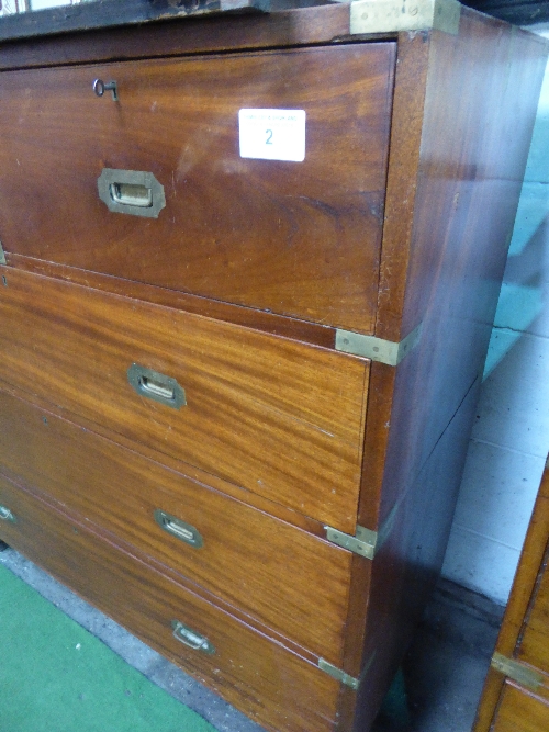Mahogany military-type chest of 2 over 3 drawers on bun feet, 48' x 49' x 20' (depth) - Image 2 of 2