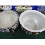 Portable ceramic candle holder, 2 chamber pots, 2 cake stands & plate warmer