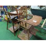 2 folding wooden wheeled high chairs