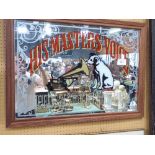 Framed 'His Master's Voice' advertising mirror, 25' x 34.5'