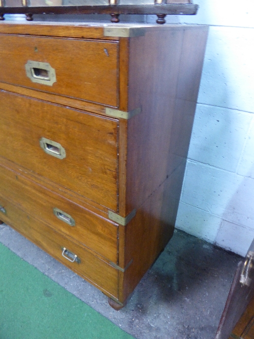 Mahogany military-type chest of 2 over 3 drawers on bun feet, 39' x 41' x 18' (depth) - Image 2 of 2