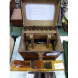 Wooden plough pane with 8 cutters in a customised box, 2 other wooden planes & a Record 050