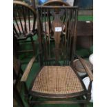 Cane seated rocking nursing chair