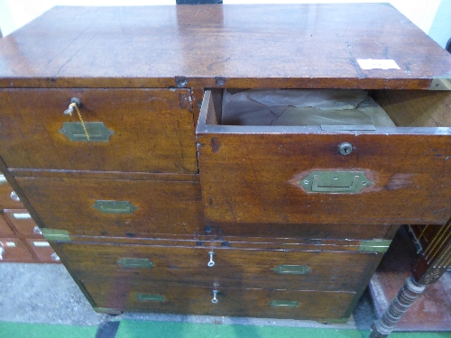 Mahogany military-style chest of 2 over 3 drawers, 36' x 40' x 18' - Image 3 of 4