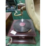 HMV horn table top gramophone