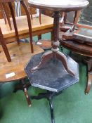 5 circular top pedestal occasional tables & an octagonal top table