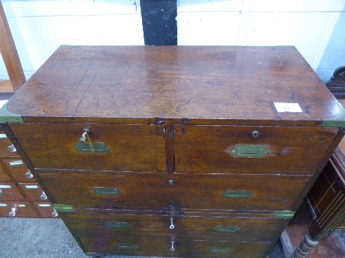 Mahogany military-style chest of 2 over 3 drawers, 36' x 40' x 18' - Image 2 of 4