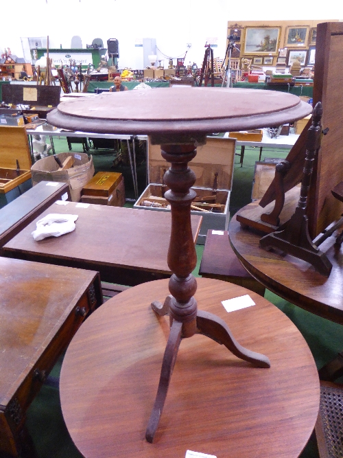 Circular tilt-top pedestal table, 27' diameter & one other pedestal wine table - Image 2 of 2