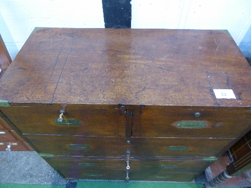 Mahogany military-style chest of 2 over 3 drawers, 36' x 40' x 18' - Image 4 of 4