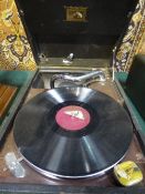 His Master's Voice portable gramophone, serial no. CK62589