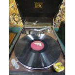 His Master's Voice portable gramophone, serial no. CK62589