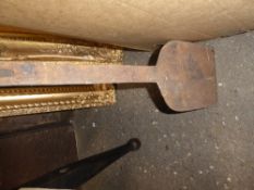 Wood and wrought iron, long handled baker's oven paddle