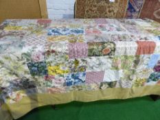 Quilted patchwork bedspread, 8' x 9'