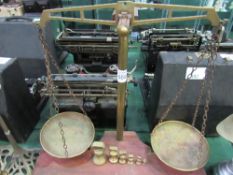 Set of brass balance scales & weights