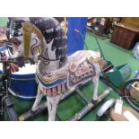 Painted wooden rocking horse on rockers