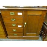 Mahogany office cabinet with cupboard & 5 drawers, 35' x 34' x 15.5'