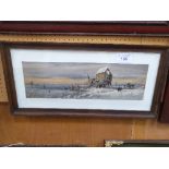 Framed & glazed print of a winter estuary scene, signed J G Knox, 1872