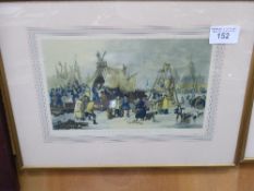 2 framed & glazed prints 'The Frost Fair on the Thames', 1814 & 'Tower of London'