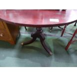 Circular mahogany pedestal table, 40' diameter