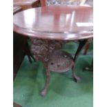 Circular pub table on cast iron legs
