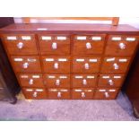 Pine 16 drawer chemist medicine chest, 41' x 30' x 10'