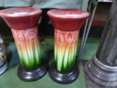 2 ceramic jardinieres, marble column & 2 bases a/f