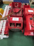 Model steam engine, tin truck & fire engine