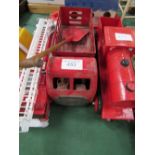 Model steam engine, tin truck & fire engine