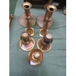 3 pairs of brass candlesticks & 1 other