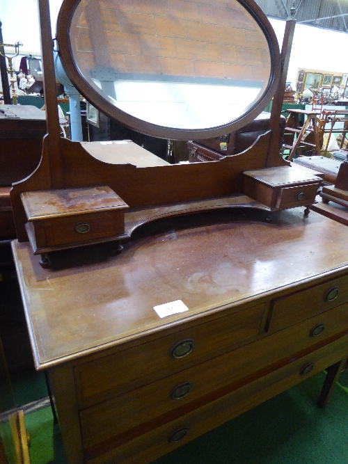 Mahogany dressing chest of 2 over 2 drawers with oval mirror back, 41' x 59' x 19' - Image 2 of 2