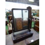 Mahogany dressing table mirror with brass candle holders