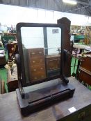 Mahogany dressing table mirror with brass candle holders